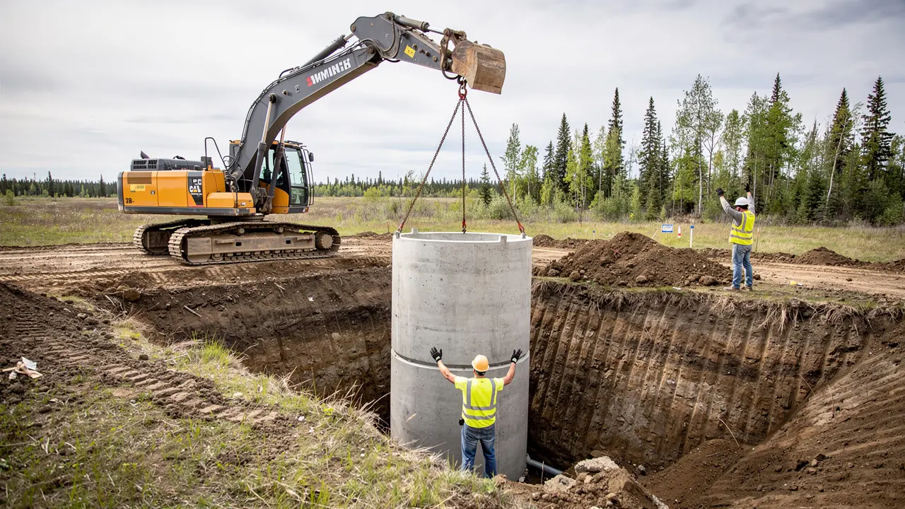 Cistern being installed on a rural property