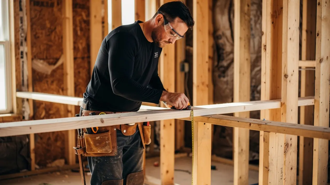 Home renovation framing in progress