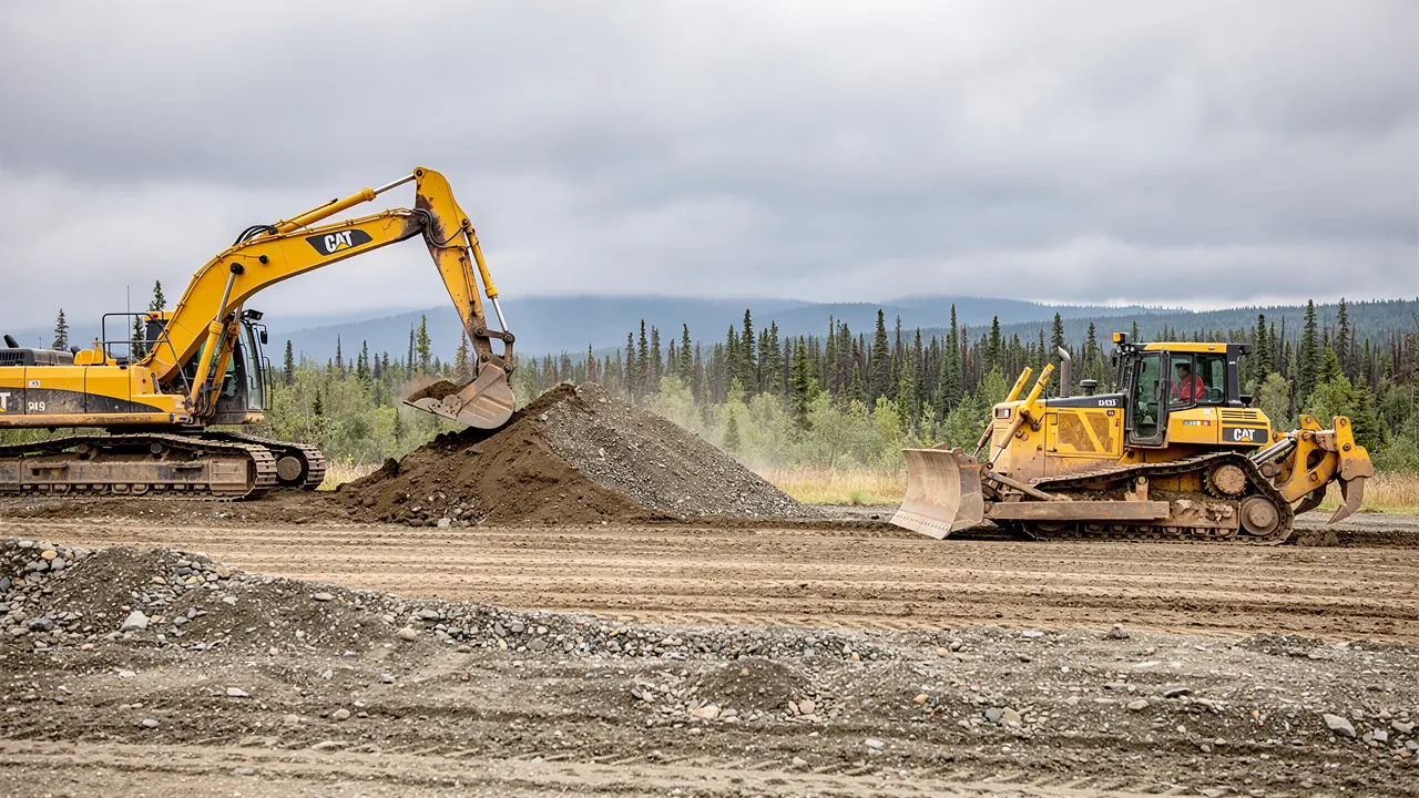 Heavy equipment clearing a building site